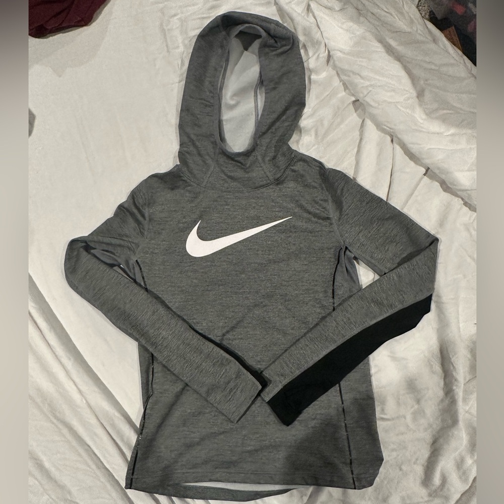 Nike Pro Hyperwarm Gray & Black Hoodie Girl - L